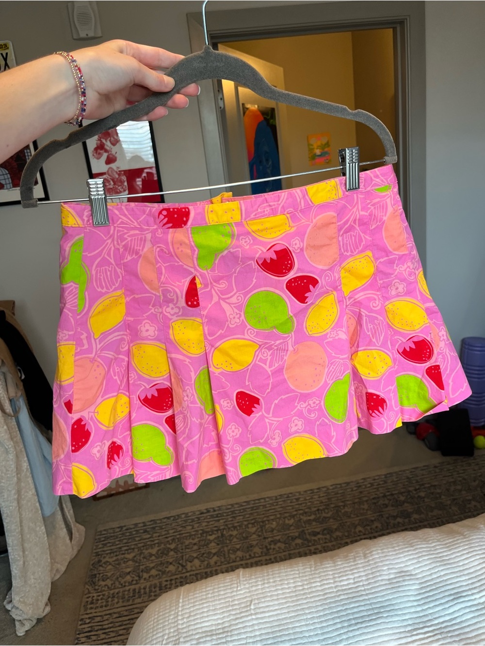 Lily PulitzerBright Pink Fruit-Print pleated skirt